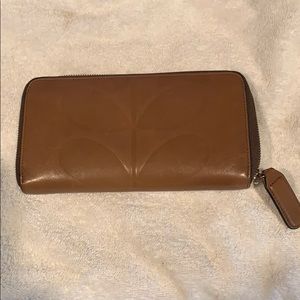 Orla Kiely leather wallet caramel